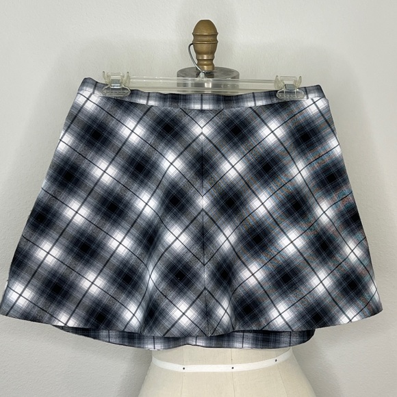 Silence + Noise Blue White Flare Plaid Mini Skirt, 8 - Picture 1 of 6